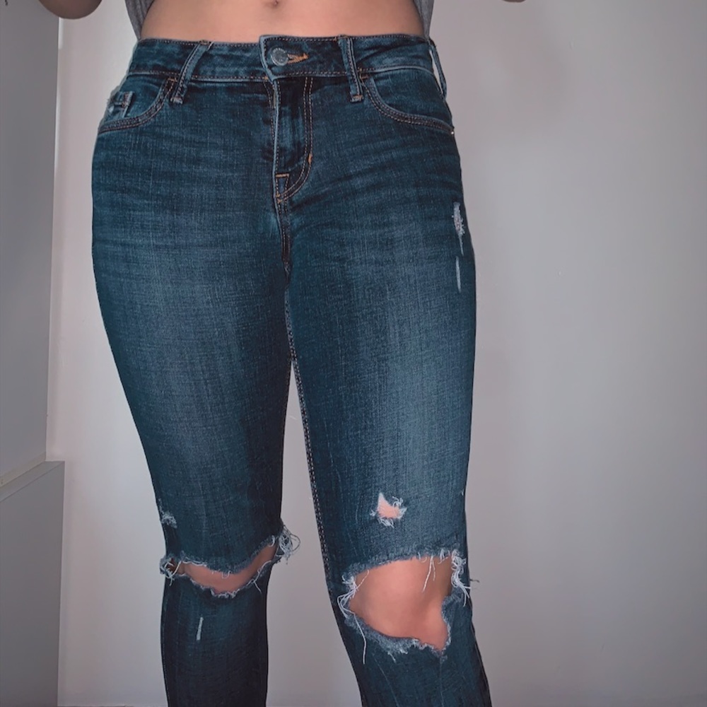 Old Navy Dark Wash Denim Ripped Skinny Jeans